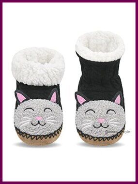 Fuzzy Sherpa Lined Slipper Socks Non Slip House Booties